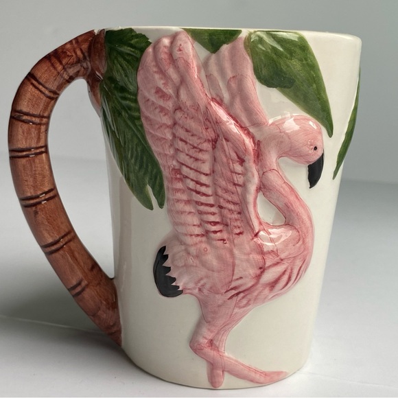Vintage Flamingo Mug Embossed Pink White 1992 Ceramic says Florida Birds Nature - Picture 14 of 15